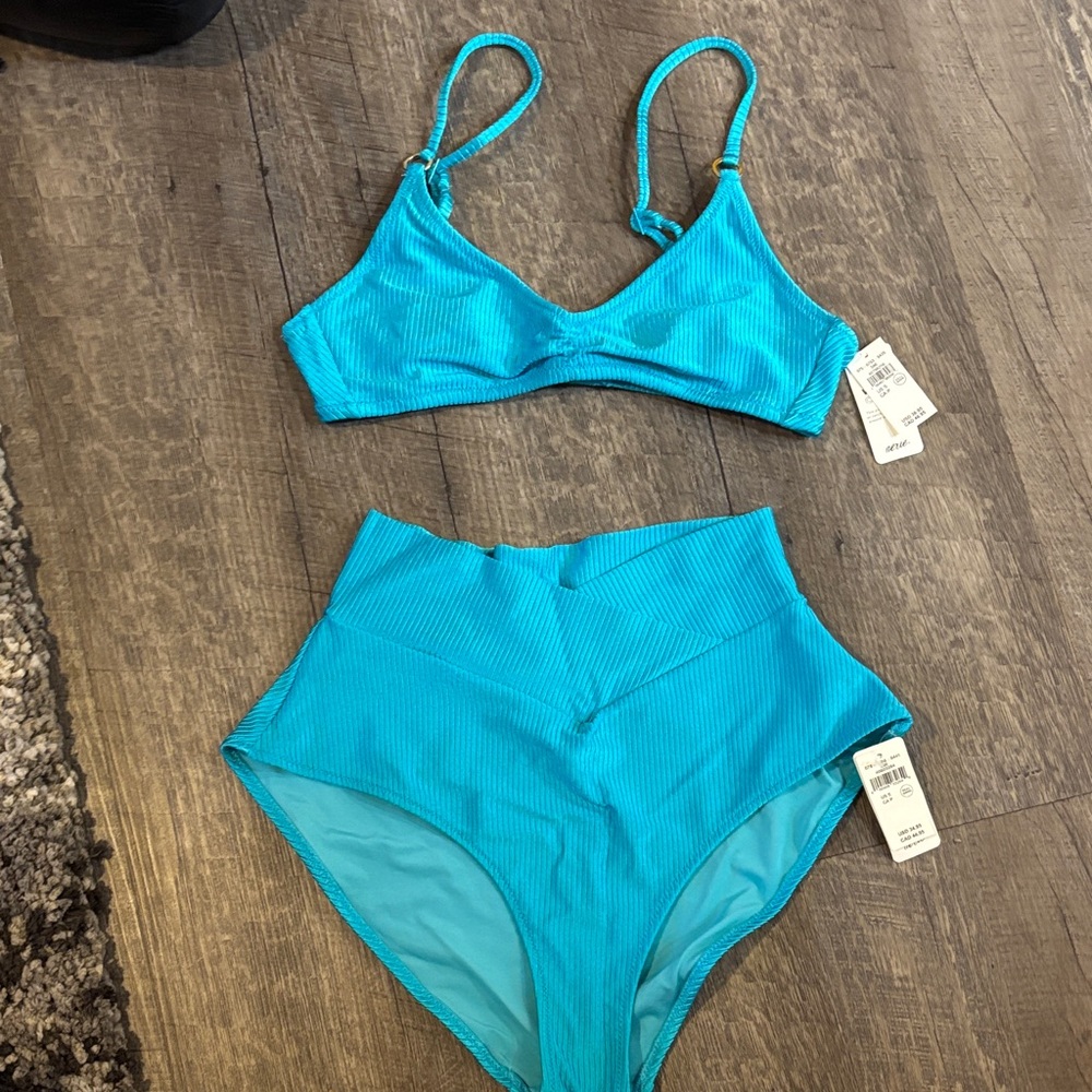 Aerie Blue Ribbed Bikini Set